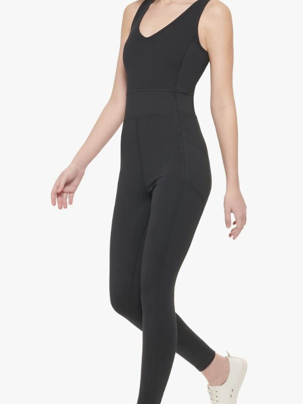 Calvin Klein Performance Black V-Neck Strappy Unitard Jumpsuit